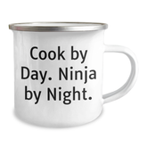Funny Cook Gifts from Men to Cook Graduation Unique Camping Mug, 'Cook By Day. Ninja By Night.' - Image 2